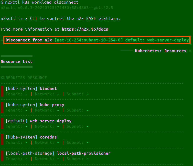Disconnect a Kubernetes Workload