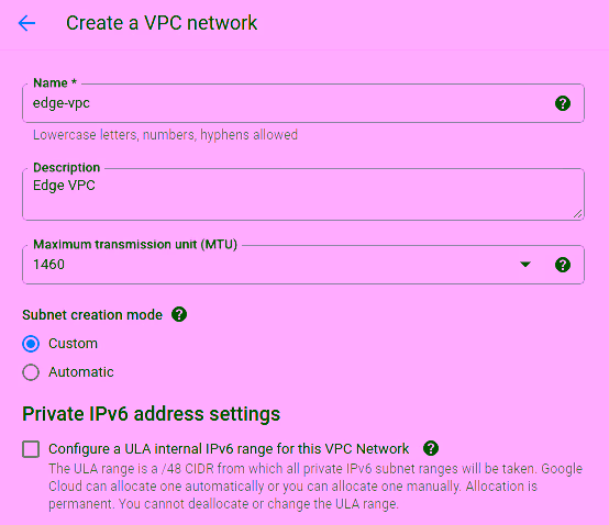 Create VPC