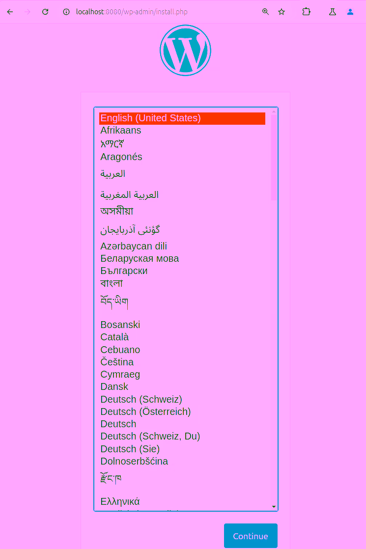 Wordpress Setup - Step 1