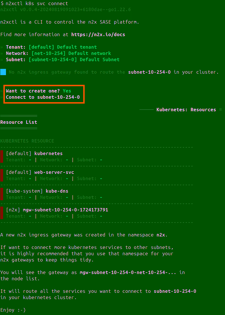 Deploy n2x.io Kubernetes Gateway