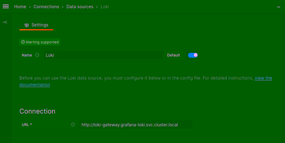 Configure Grafana Loki URL