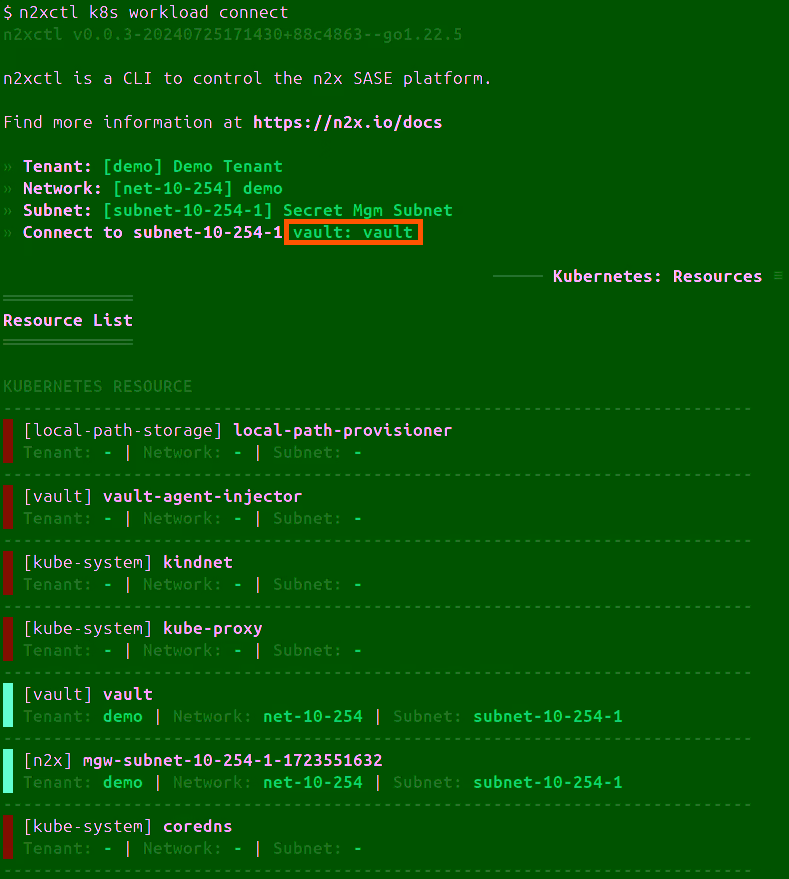 Vault Workload Connected
