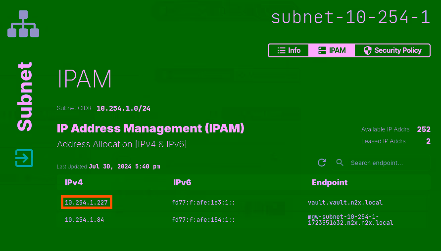 Check Vault Service in WebUI
