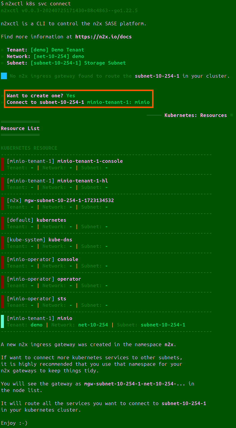 Minio Service Connected