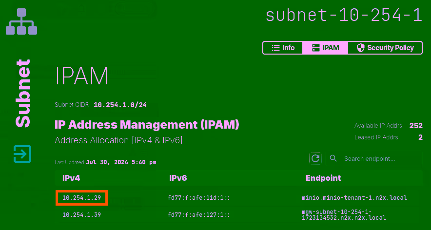 Check Minio Service in WebUI